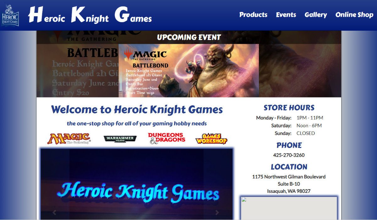Heroic Knight Games Homepage version 1.0