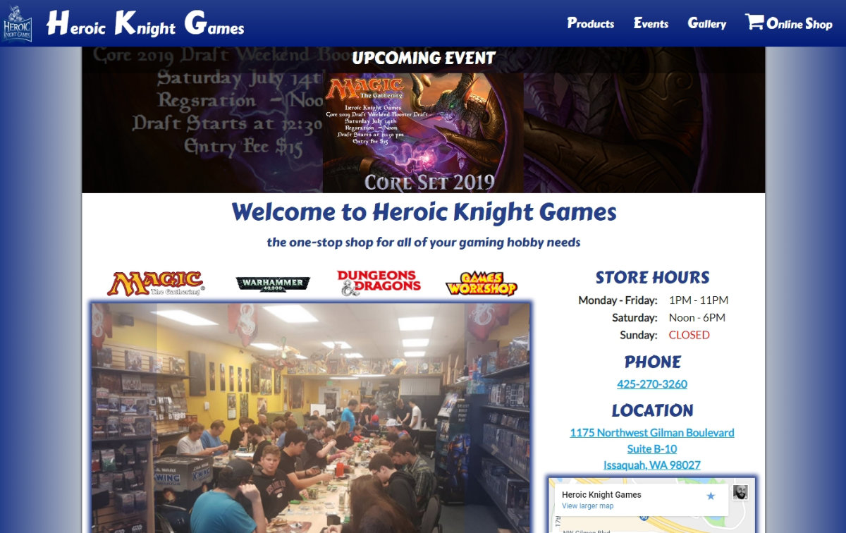 Heroic Knight Games Homepage version 1.1